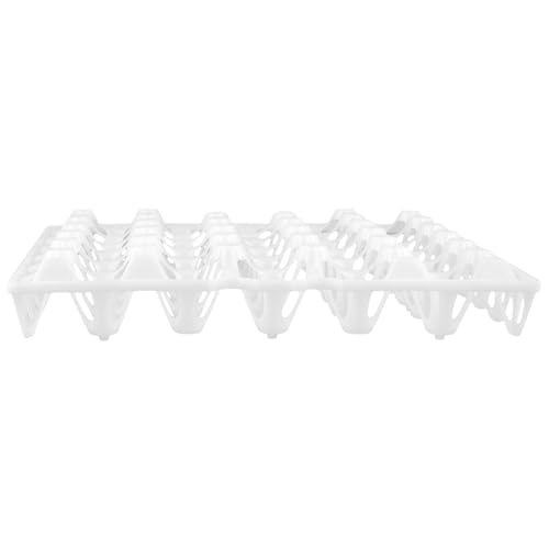 SINJEUN 15 Pack Plastic Egg Tray, 30 Cells Plastic Egg Flats, Stackable Egg Crates Holder for Storing, Sorting, and Shipping Eggs, White