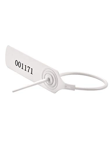 Pull-tite Security Seal Tamper Resistant Tags Plastic Padlock Sign Ties Numbered 100 Pieces/Bag (White, 100pcs) - color: White