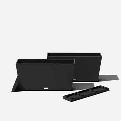 Veradek Midori Long Trough Planter (Black, 31 inch - 2 Pack with 2 Saucer Trays) - color: Black, size: 31 inch - 2 pack with saucers