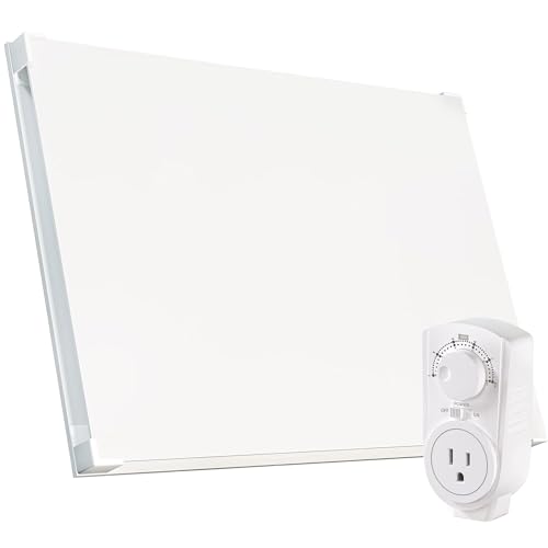 EconoHome Wall Mount Space Heater Panel with Heat Guard - 250 Watt Splashproof Convection Heater with Thermostat - Ideal for 100 Sqf Room or Bathroom - 120V Electric Heater - Updated Model - size: 250W