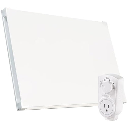 EconoHome Wall Mount Space Heater Panel with Heat Guard - 250 Watt Splashproof Convection Heater with Thermostat - Ideal for 100 Sqf Room or Bathroom - 120V Electric Heater - Updated Model - size: 250W