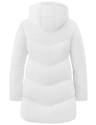 wantdo Women's Warm Winter Coat Hooded Puffer Jacket Long Parka (Available in Plus Size) - color: White, size: Large