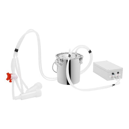 Electric Cow Milking Machine 2-in-1 Portable Rechargeable Goat Milker Adjustable Suction Pulsation Vacuum Pump Electric Milker for Goats and Cows with Stainless Bucket (10L) - size: 10L