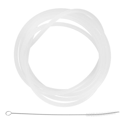 Mikikit 1set Clear Silicone Milk Hose with Brush for Coffee Machine Milk Pipe Replacement Easy Install Food-grade for Automatic Espresso Machines