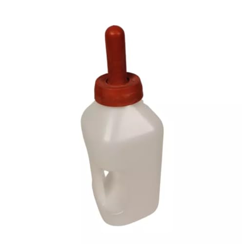 IVS 2 Quart Calf Nursing Bottle with Handle - Soft Silicone Nipple | Durable Plastic Transparent – Easy-Grip Design for Feeding Calves – Easy-to-Clean, Reusable Feeding for Livestock