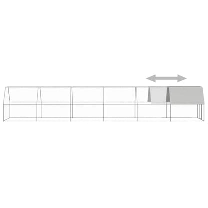 Galvanized Steel Outdoor Chicken Coop 6.6'x39.4'x6.6' Large Aviary Cage with Lockable Gate for Hens Ducks Rabbits Small Animals - size: 6.6' x 39.4' x 6.6' (W x D x H)