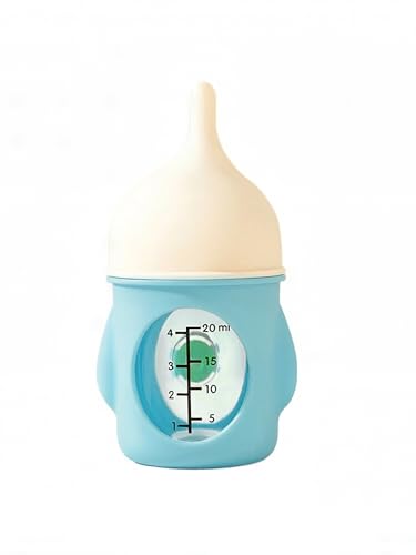 Ergonomic Pet Nursing Bottle, 20ml Slow Flow Silicone Feeder for Kittens and Puppies, Easy-Clean Feeding Kit for Small Animals (Blue)