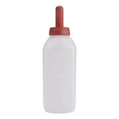 Calf Milk Feeding Bottle, Heavy Duty Nursing Feeder with Detachable Rubber Nipple for Calf Feeding White Plastic 2L 1 Pack