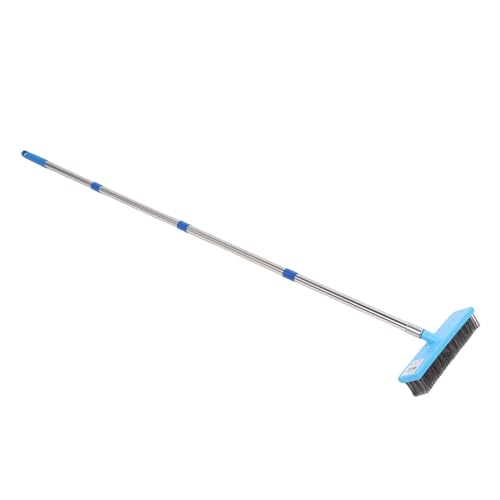 Long Handle Hard Brush Heavy Duty Scrubbing Broom Stiff Metal Brush Head with Stainless Steel Extension Poles for Outdoor Indoor Cleaning Moss Grime Removal (160cm) - size: 160cm, style: 160cm