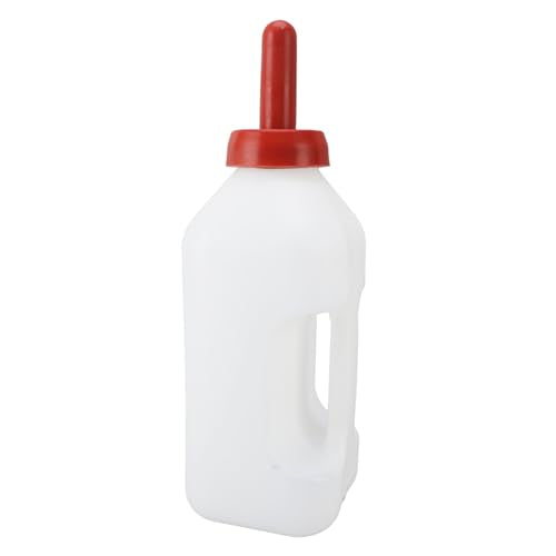 Rengue Calf Feeding Bottle, 2 Quart Thick Design Leakproof Nonslip Silicone Nipple, with Handle for Easy Feeding, Small (Horizontal Milk Pot)