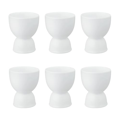 HIC Kitchen Double Egg Cup, Fine White Porcelain, Set of 6 - style: Double Egg Cups, Porcelain, Set/6