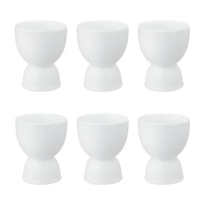 HIC Kitchen Double Egg Cup, Fine White Porcelain, Set of 6 - style: Double Egg Cups, Porcelain, Set/6