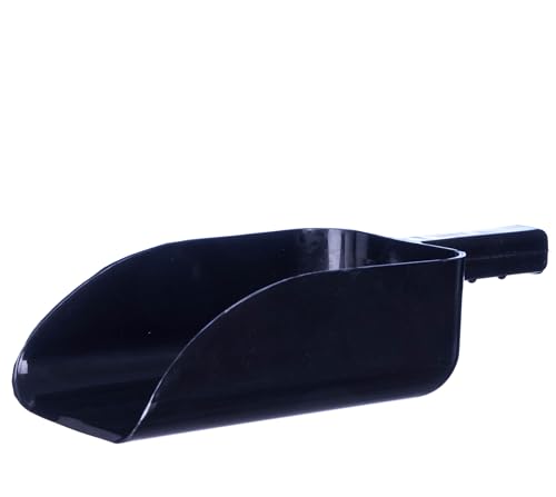 Jeffers Feed Scoop for Horses, Livestock, Pets, Chickens, Goats – 5 Pint 2.5 Quart Heavy-Duty Plastic Grain Scoop – Durable Farm Tool for Animal Feed, Barn, Stable, Garden, Dog Food - Black - color: Black Feed Scoop, size: 2.5 Quart
