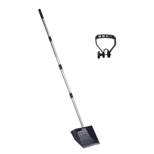 Ergonomic Rubber Grip Manure Scooper for Elderly Users Adjustable 35 65 Inch Stainless Handle for Back Chicken Coops Rakes Scooper with Long Handle - color: A