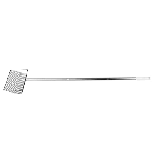 minkissy Long Handle Metal Chicken Manure Trowel and Litter Tray Scoop for Farm Coop Cleaning, Poultry Waste Sifting Shovel Suitable for Livestock and Gardening