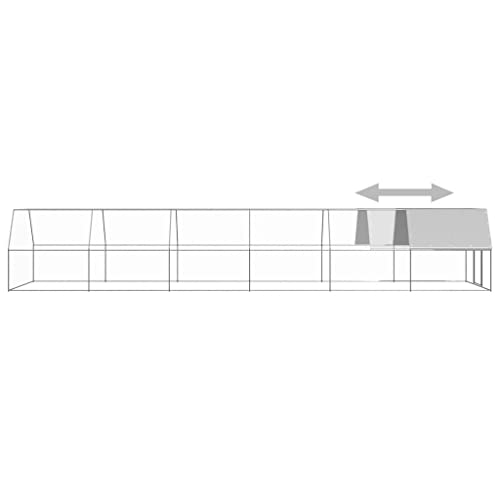 Galvanized Steel Outdoor Chicken Cage 9.8'x39.4'x6.6' with PE Roof and Lockable Door for Hens Ducks Rabbits and Small Animals - size: 9.8' x 39.4' x 6.6' (W x D x H)