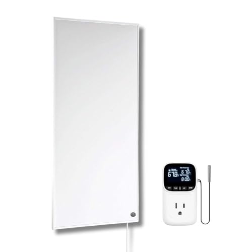 Far Infrared Heating Panel 600W Ultra Slim Heater Radiator Eco Wall Mount Electric Heater with Plug Thermostat