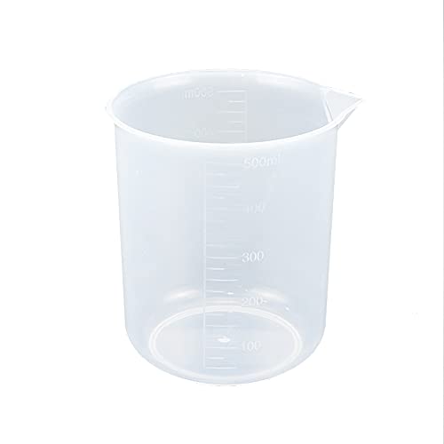 Antrader Plastic Measuring Cup,Scientific Graduated Beaker,Clear,500ml,1Pcs | PP Transparent Kitchen And Laboratory Beaker,Lightweight,Reusable - size: 500ml