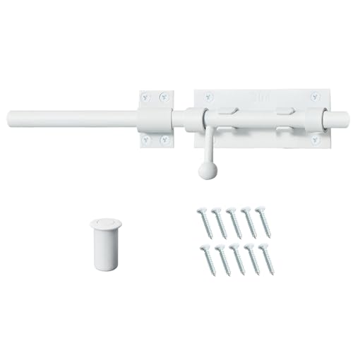 Barrel Bolt Latch 12 Inch White Cane Bolt Heavy Duty Gate Latch 304 Stainless Steel Hardware for Outdoor Fence Wooden Gates Barn Door Inside Door - color: White 1 Pack, size: 12 Inch