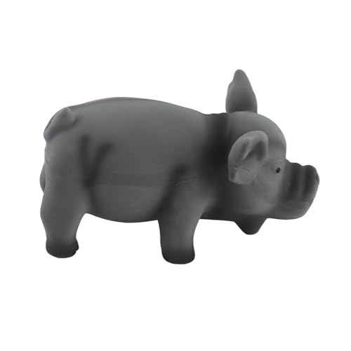 Buachois Dog Squeak Toy 6.3x3.1x3.1In, Cute Pig Grunting Latex Chew Toy Safe Bite Proof Pet Toy for Dogs Puppies (Black) - color: Black