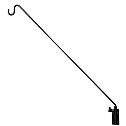 MIXXIDEA Heavy Duty Extended Reach Wall Mounted Deck Hook Wall Pole,Bracket Direction and Length Adjustable Plant Bracket for Bird Feeders, Planters, Suet Baskets, Lanterns, Wind Chimes,Black - size: 43in Long Wall Mounted Hook-1 Pack