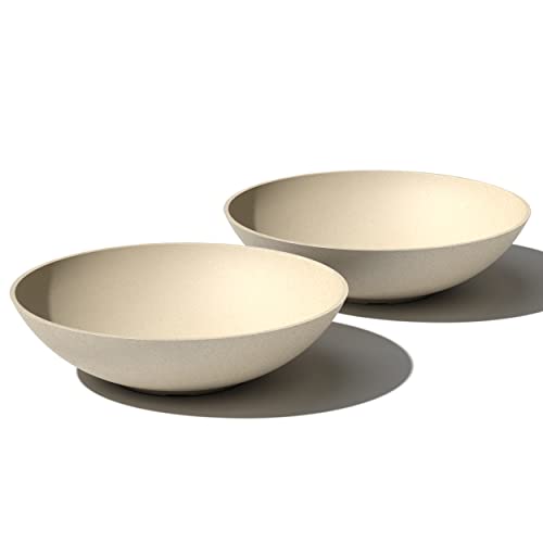 Veradek Mason Series Lane Bowl Planter| for Indoor or Outdoor Tabletops/Gardens |Made from Plastic-Stone Composite with Drainage Holes|Modern Décor for Flowers, Succulents, Small Plants - color: Sand, size: 6"H x 24"DIA 2PK