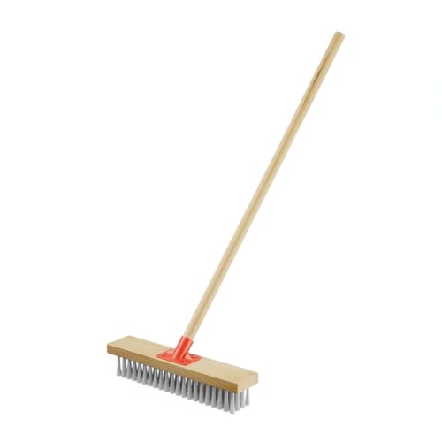 Floor Scrub Brush with Long Handle and Stiff Nylon Bristles for Tile Grout and Bathroom Cleaning (1 PC) - size: 10.63 x 2.36 x 1.57 in