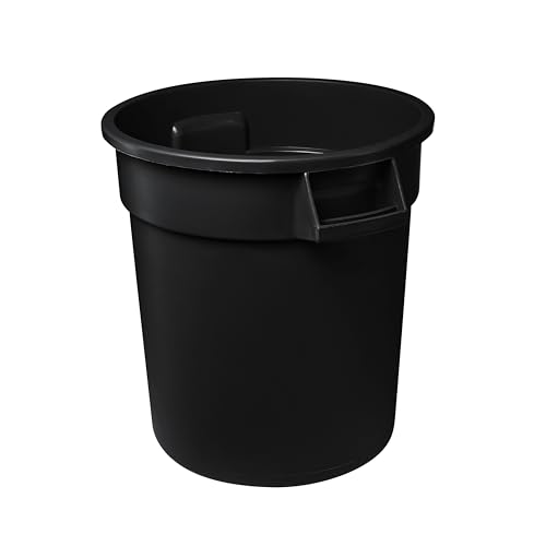 Feed and Seed Storage Container, 32 Gallon Black Round Commercial Trash Can, Food Storage Plastic Bin, Use in Agricultural, Gardening, or Household - color: Black, size: 32 Gallon Container Only