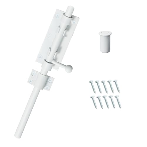 Barrel Bolt Latch 9.6 Inch White Heavy Duty 304 Stainless Steel Slide Bolt Gate Latch Hardware for Outdoor Fence Wooden Gates Barn Door Inside Door - color: White 1 Pack, size: 9.6 Inch