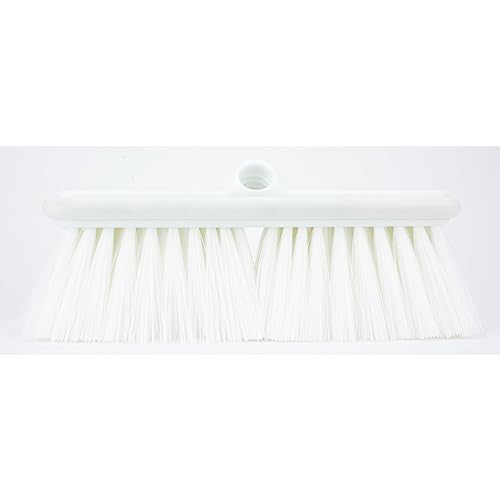 SPARTA Flo-Thru Heavy-Duty Deck Scrub Brush Nylon Bristled, Boat and Floor Scrub Broom with Protective Bumper for Floors and Large Equipment, Plastic, 9.5 Inches, White - color: White