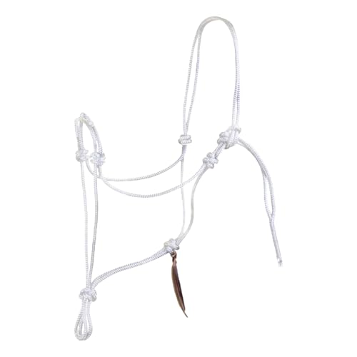 Parelli Horseman's Strong Lightweight Simple Knots Everyday Use UV Resistant Thin Smooth Yachting Braid Polyester Horse Rope Halter with Leather Poppers - color: White, size: Mini/Foal