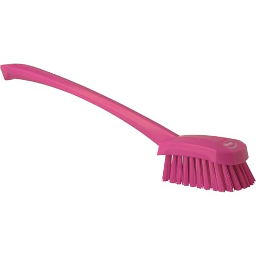 Vikan 2 3/4 in W Scrub Brush, Stiff, 11 51/64 in L Handle, 4 1/2 in L Brush, Pink, Plastic 41861-1 Each - color: Pink