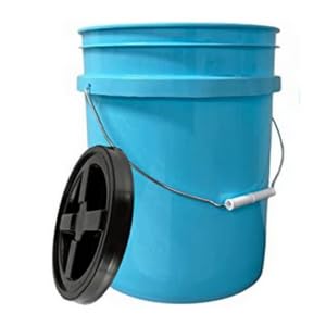 House Naturals 5 Gallon Food Grade Bucket Pail with Airtight Screw on Lid (Pack of 3) BPA Free Made in USA- 3 Colors (Aqua, Blue, Gray, Black lids)
