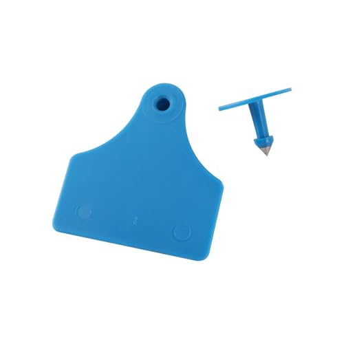 Cattle Ear Tags 100PCS Pig Sow Ear Tag Plate Without Word Blank Marker Label with Earrings Farm Animal Livestock Identification Card for Animals(Blue) - color: Blue