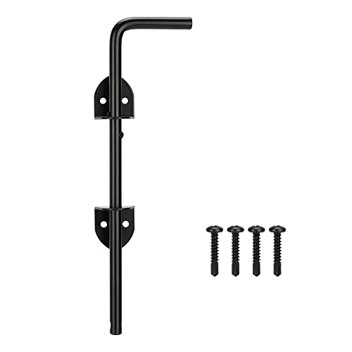 12" Cane Bolt Heavy Duty Drop Rod Gate Stopper Hardware, Gate Ground Latch for Wooden Fences Metal Gates Doors, Gate Drop Pin for Holding Gate to The Ground, Black Finish - color: Black, size: 12 Inch