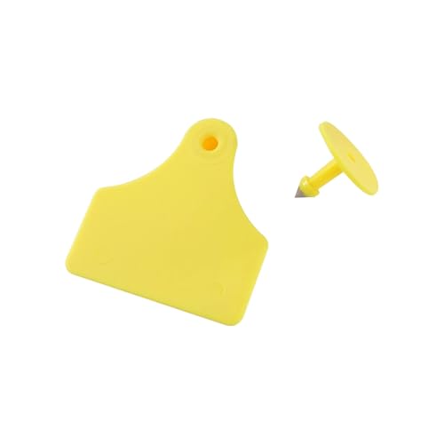 Cattle Ear Tags 100PCS Pig Sow Ear Tag Plate Without Word Blank Marker Label with Earrings Farm Animal Livestock Identification Card for Animals(Yellow) - color: Yellow