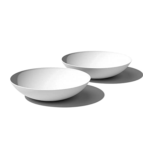 Veradek Mason Series Lane Bowl Planter| for Indoor or Outdoor Tabletops/Gardens |Made from Plastic-Stone Composite with Drainage Holes|Modern Décor for Flowers, Succulents, Small Plants - color: White, size: 8"H x 32"DIA 2PK