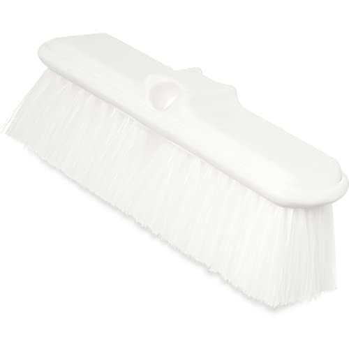 SPARTA Flo-Thru Heavy-Duty Deck Scrub Brush Nylon Bristled, Boat and Floor Scrub Broom with Protective Bumper for Floors and Large Equipment, Plastic, 9.5 Inches, White - color: White