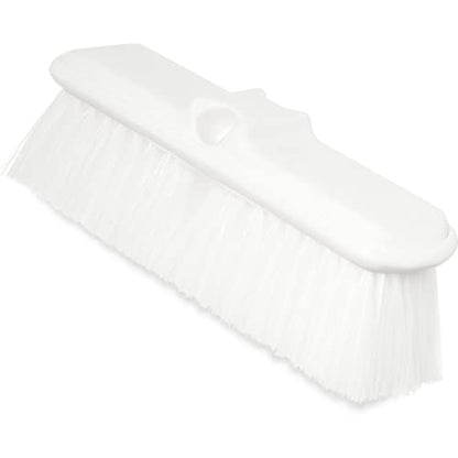 SPARTA Flo-Thru Heavy-Duty Deck Scrub Brush Nylon Bristled, Boat and Floor Scrub Broom with Protective Bumper for Floors and Large Equipment, Plastic, 9.5 Inches, White - color: White