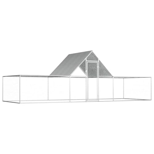 Galvanized Steel Chicken Coop 19.7x6.6x6.6ft Water-Resistant Roof Durable Animal Hutch for Hens Ducks Rabbits Outdoor Indoor Use Silver - size: 19.7' x 6.6' x 6.6' (W x D x H)