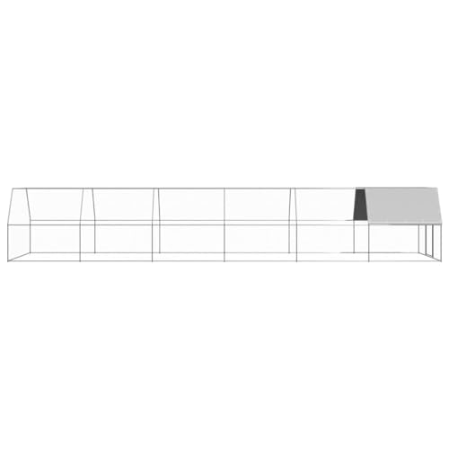 Galvanized Steel Outdoor Chicken Cage 9.8'x39.4'x6.6' with PE Roof and Lockable Door for Hens Ducks Rabbits and Small Animals - size: 9.8' x 39.4' x 6.6' (W x D x H)