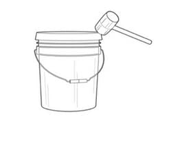 House Naturals 5 Gallon Food Grade Plastic Bucket with Screw on Air Tight Lid, Made in USA pails (Pack of 3) (Light Blue- Green Lids)