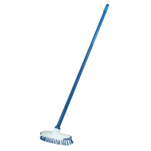 Superio Deck Scrub Brush with Long Handle (54 Inches) Heavy Duty Stiff Bristles Grout Scrubber with Scraper - Cleans Hot Tub, Swimming Pool, Granite Tiles, Bathroom, Patio, Kitchen, Wall and Deck - size: 54 in Handle | 9 in x 3 in Head