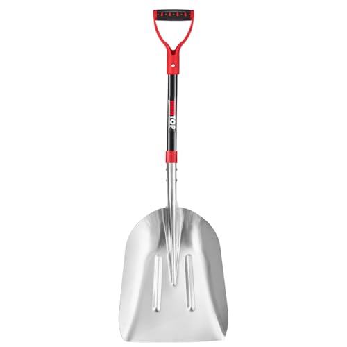 Snow Shovel Aluminum Scoop Shovels Driveway Snow Removal Tools 45 in | Light Weight Aluminum Shovel Head,Sturdy Fiberglass Handle,Comfortable D Grip,Heavy Duty Transfer Tool for Grain, Snow - style: Contemporary
