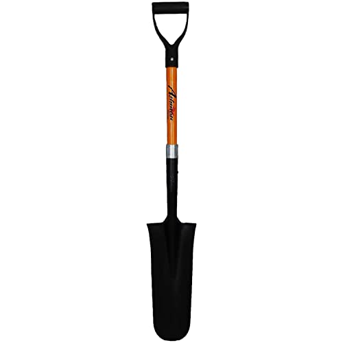 Ashman Drain Spade Shovel (1 Pack) - 27 Inches Long Handle Spade with D Handle Grip - Durable Handle with a Thick Metal Blade - Multipurpose Premium Quality Orange Shovel.