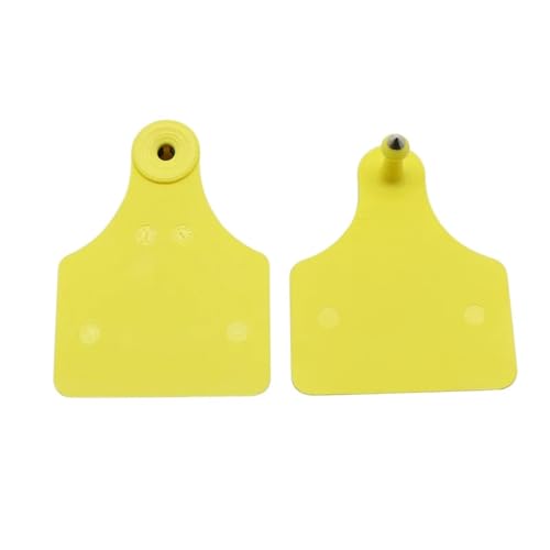 Cattle Ear Tags 50/100 Pcs TPU Double-Sided Cattle Ear Tag Signs Wordless Ear Tag Blank Label Cow Earrings Farm Animal Identification for Animals(Yellow,50sets) - color: Yellow, size: 50sets