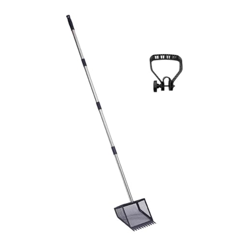 Ergonomic Rubber Grip Manure Scooper for Elderly Users Adjustable 35 65 Inch Stainless Handle for Back Chicken Coops Rakes Scooper with Long Handle - color: B