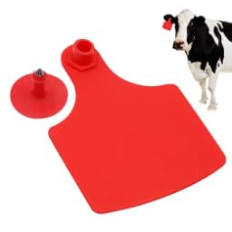 Ear Tags,Animal Tag,Cattle Ear Tags Blank 100 Sets Livestock Identification Ear Tags with Ear Tag Applicator and Tag Remover Pliers for Cattle Cow Pig Goat Horse 62.8 * 75mm red(Red) - color: Red