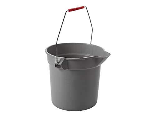 Rubbermaid 296300GY 10 Quart Plastic Utility Pail, 10 1/2 Diameter x 10 1/4h, Gray Plastic