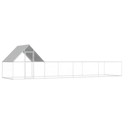 Galvanized Steel Chicken Coop with Water-Resistant Roof 29.2'x6.6'x6.6' Silver Outdoor Animal House for Hens Ducks Rabbits Secure Lockable Door - size: 29.2' x 6.6' x 6.6' (W x D x H)